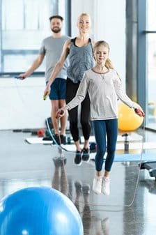Young family exercising