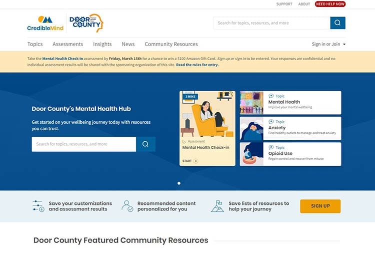 Announcing the Launch of CredibleMind; Door County’s Mental Health Hub