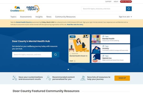 Announcing the Launch of CredibleMind; Door County’s Mental Health Hub